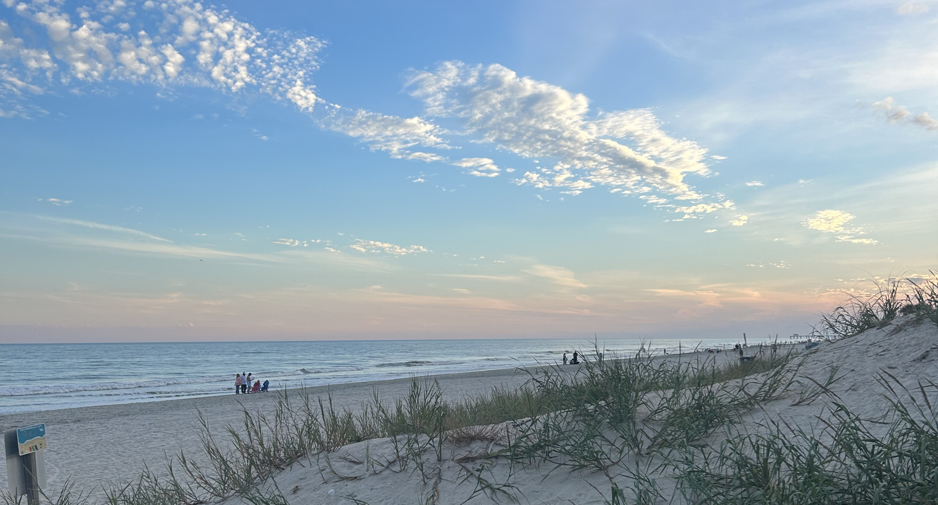 Sunset over Myrtle Beach with sea grass dunes